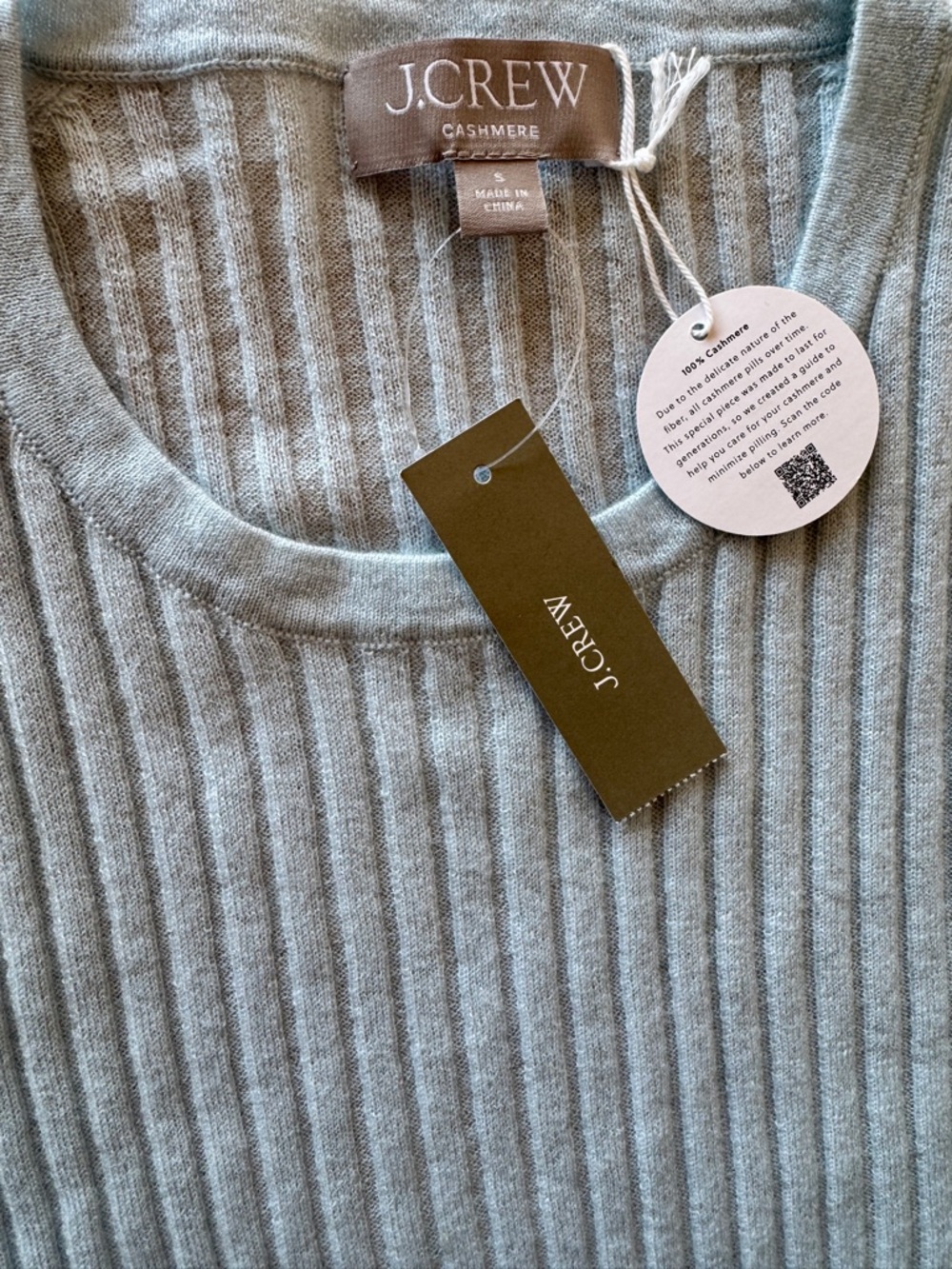 NWT J. CREW Women’s New ribbed featherweight 100% cashmere T-shirt Fresh Air S - Picture 7 of 15